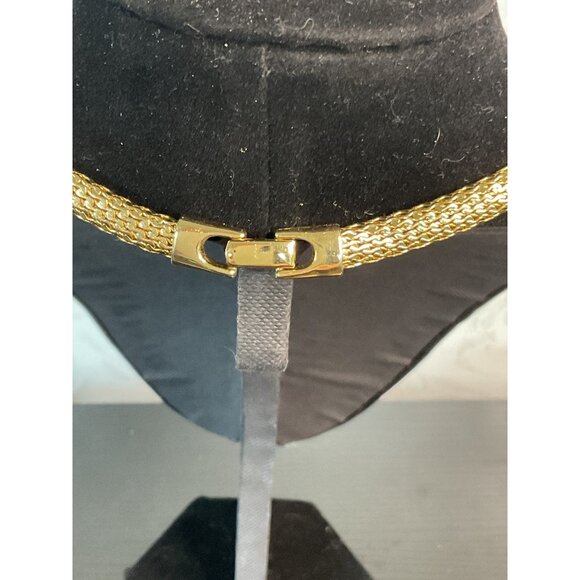 Vintage Gold Tone Mesh Fold Over Unisex Necklace - Picture 4 of 4